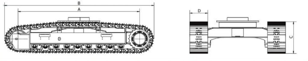 track excavator undercarriage dimension