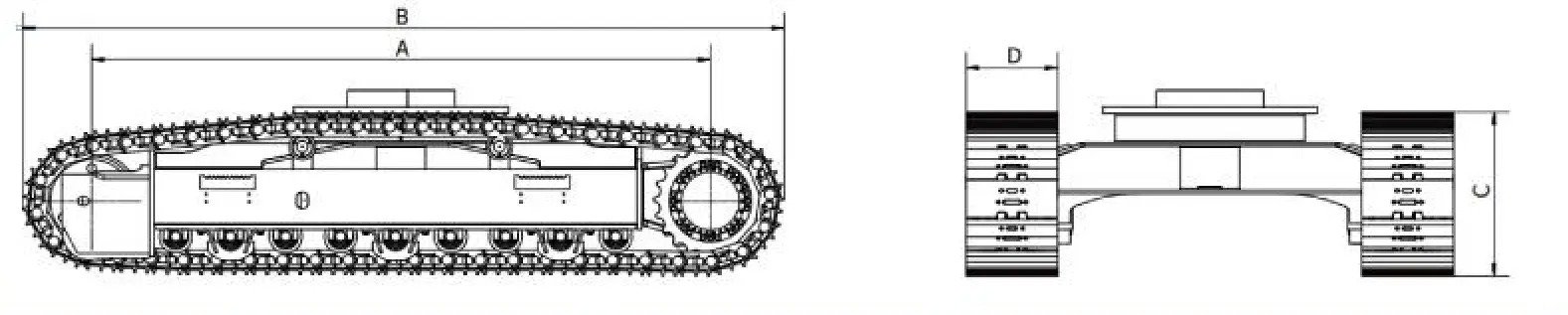 track excavator undercarriage dimension